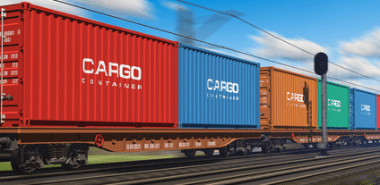 Container-Waggons auf der Schiene