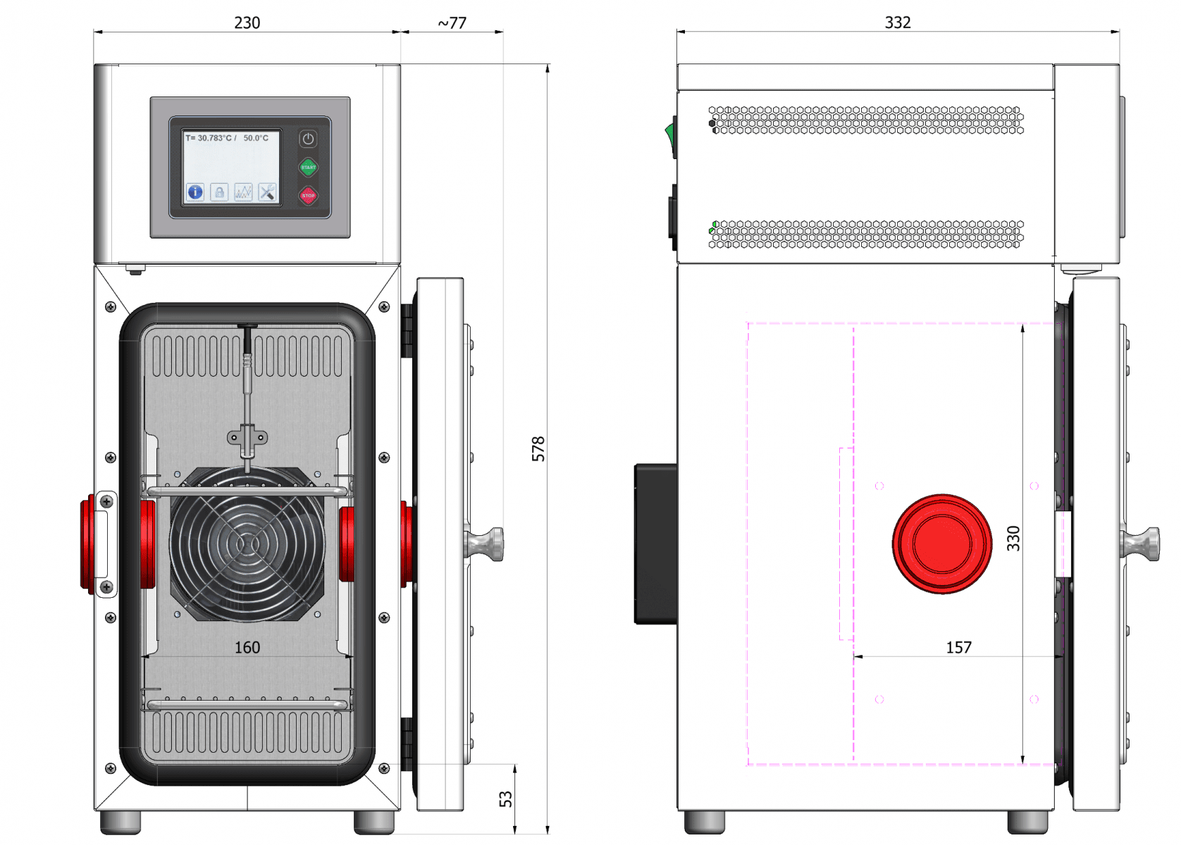 Calibration chamber, volume 105 litres